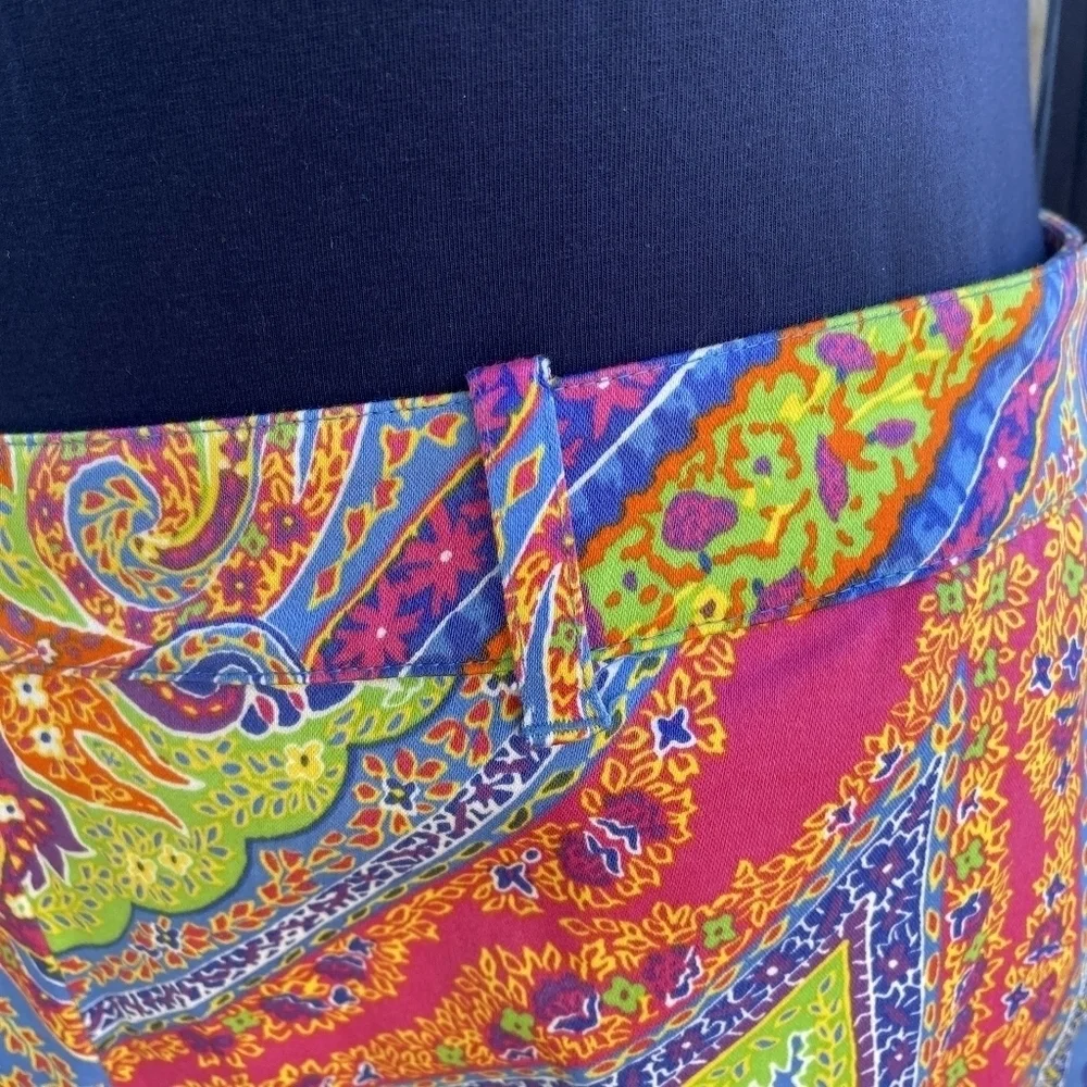 Lauren Ralph Lauren Paisley Pants Orange Purple Blue 12 Petite